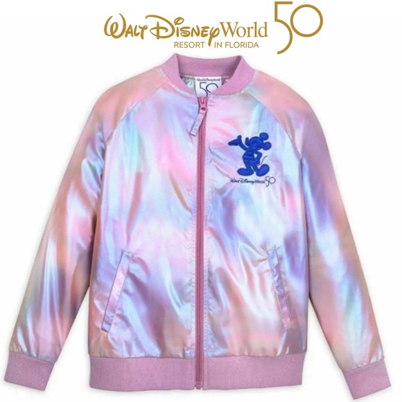 NWT Walt Disney World 50th Anniv EARidescent Pink Windbreaker Mickey Jacket - Picture 4 of 14